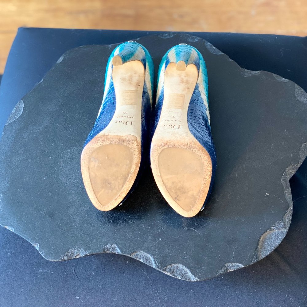 Dior Multicolor Python Leather Peep Toe Platform … - image 5